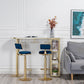Glam Faux Marble Bistro Table Indoor Iron Double Pedestal Bar Dining Table with 3-Shelf Clearhalo 'Bar Furniture' 'Bar Tables' 'bar_tables' 'furn' 'furn_bar_tables' 'Furniture' 'furniture_bar_tables' 'Kitchen & Dining Furniture' 4423313