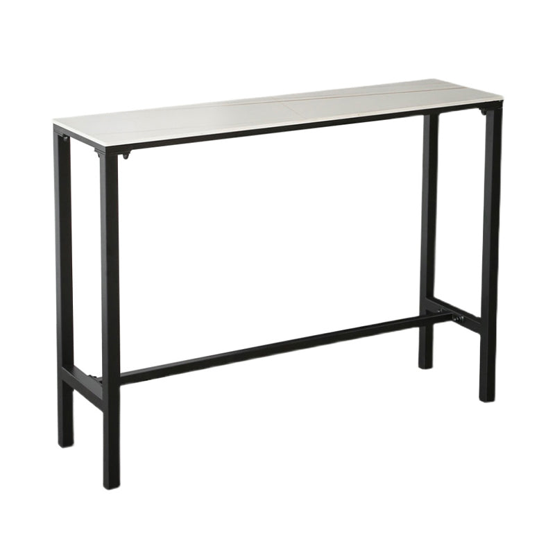 Industrial Stone Indoor Pub Bar Table Iron Trestle Pedestal Bar Dining Table Clearhalo 'Bar Furniture' 'Bar Tables' 'bar_tables' 'furn' 'furn_bar_tables' 'Furniture' 'furniture_bar_tables' 'Kitchen & Dining Furniture' 4423326