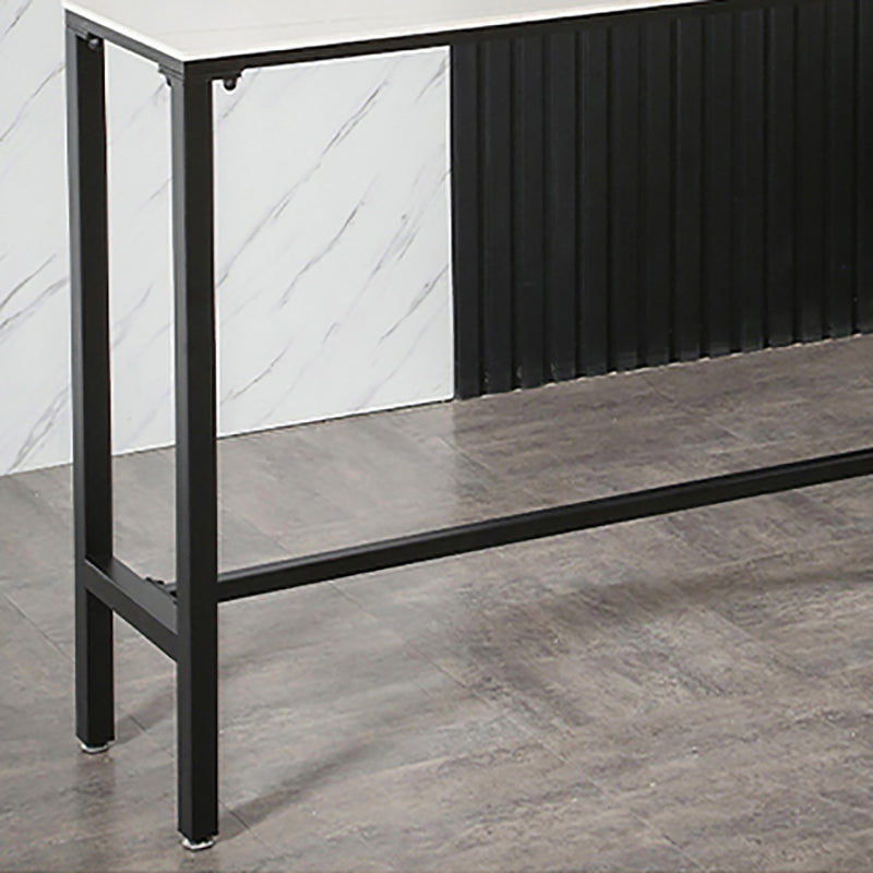 Industrial Stone Indoor Pub Bar Table Iron Trestle Pedestal Bar Dining Table Clearhalo 'Bar Furniture' 'Bar Tables' 'bar_tables' 'furn' 'furn_bar_tables' 'Furniture' 'furniture_bar_tables' 'Kitchen & Dining Furniture' 4423328