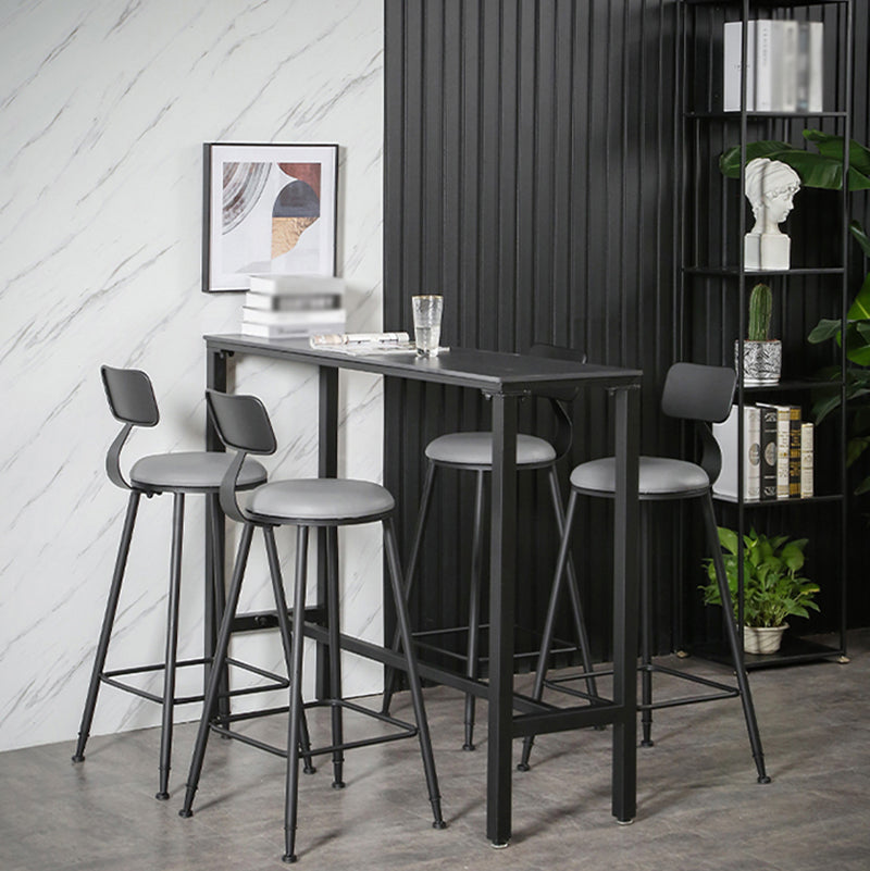 Industrial Stone Indoor Pub Bar Table Iron Trestle Pedestal Bar Dining Table Clearhalo 'Bar Furniture' 'Bar Tables' 'bar_tables' 'furn' 'furn_bar_tables' 'Furniture' 'furniture_bar_tables' 'Kitchen & Dining Furniture' 4423331