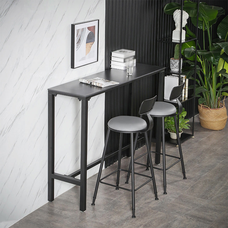 Industrial Stone Indoor Pub Bar Table Iron Trestle Pedestal Bar Dining Table Clearhalo 'Bar Furniture' 'Bar Tables' 'bar_tables' 'furn' 'furn_bar_tables' 'Furniture' 'furniture_bar_tables' 'Kitchen & Dining Furniture' 4423333