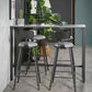 Industrial Stone Indoor Pub Bar Table Iron Trestle Pedestal Bar Dining Table Clearhalo 'Bar Furniture' 'Bar Tables' 'bar_tables' 'furn' 'furn_bar_tables' 'Furniture' 'furniture_bar_tables' 'Kitchen & Dining Furniture' 4423334