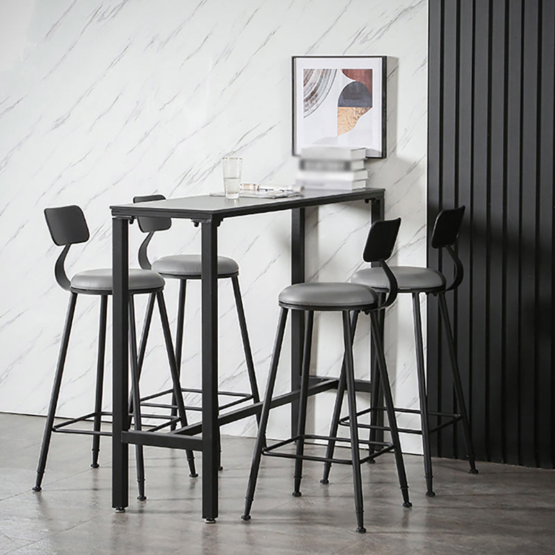 Industrial Stone Indoor Pub Bar Table Iron Trestle Pedestal Bar Dining Table Clearhalo 'Bar Furniture' 'Bar Tables' 'bar_tables' 'furn' 'furn_bar_tables' 'Furniture' 'furniture_bar_tables' 'Kitchen & Dining Furniture' 4423336