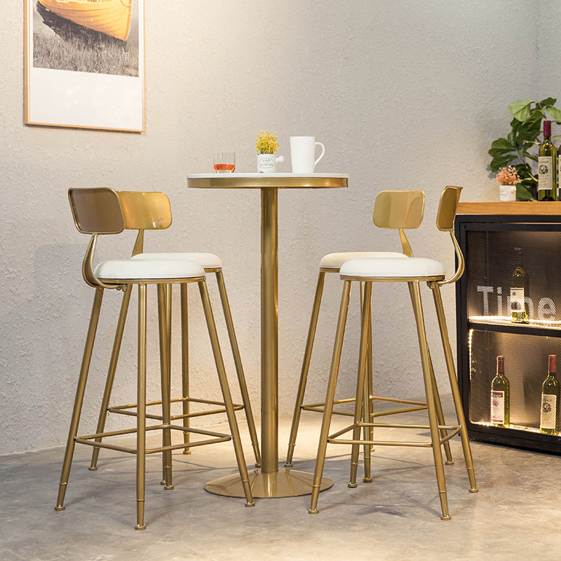 Glam Faux Marble Bistro Table Indoor Gold Steel Bar Dining Table with Single Pedestal 21.7"L x 21.7"W x 41.3"H Round Without Chairs Clearhalo 'Bar Furniture' 'Bar Tables' 'bar_tables' 'furn' 'furn_bar_tables' 'Furniture' 'furniture_bar_tables' 'Kitchen & Dining Furniture' 4423346