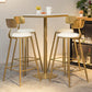 Glam Faux Marble Bistro Table Indoor Gold Steel Bar Dining Table with Single Pedestal 21.7"L x 21.7"W x 41.3"H Square Without Chairs Clearhalo 'Bar Furniture' 'Bar Tables' 'bar_tables' 'furn' 'furn_bar_tables' 'Furniture' 'furniture_bar_tables' 'Kitchen & Dining Furniture' 4423347