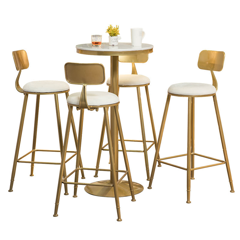 Glam Faux Marble Bistro Table Indoor Gold Steel Bar Dining Table with Single Pedestal Clearhalo 'Bar Furniture' 'Bar Tables' 'bar_tables' 'furn' 'furn_bar_tables' 'Furniture' 'furniture_bar_tables' 'Kitchen & Dining Furniture' 4423350