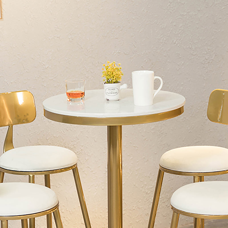 Glam Faux Marble Bistro Table Indoor Gold Steel Bar Dining Table with Single Pedestal Clearhalo 'Bar Furniture' 'Bar Tables' 'bar_tables' 'furn' 'furn_bar_tables' 'Furniture' 'furniture_bar_tables' 'Kitchen & Dining Furniture' 4423351