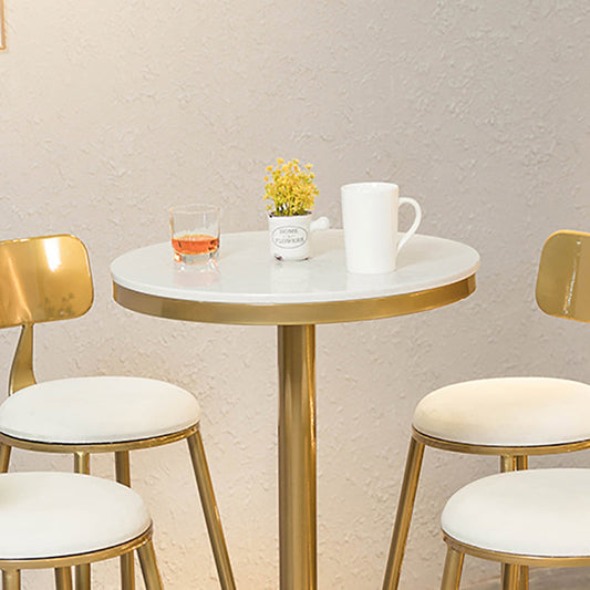 Glam Faux Marble Bistro Table Indoor Gold Steel Bar Dining Table with Single Pedestal Clearhalo 'Bar Furniture' 'Bar Tables' 'bar_tables' 'furn' 'furn_bar_tables' 'Furniture' 'furniture_bar_tables' 'Kitchen & Dining Furniture' 4423351