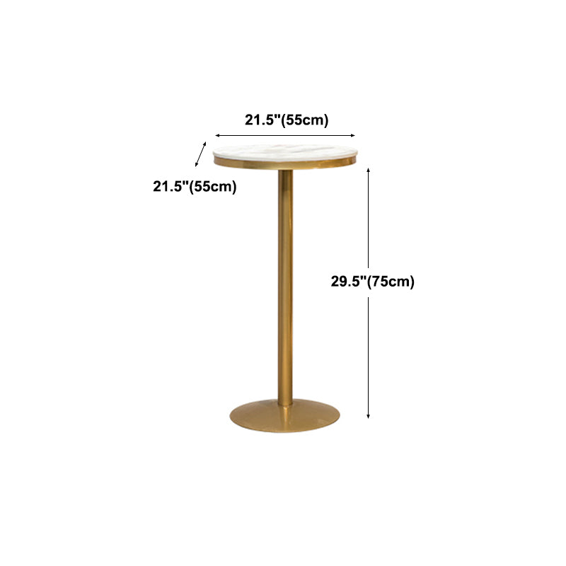 Glam Faux Marble Bistro Table Indoor Gold Steel Bar Dining Table with Single Pedestal Clearhalo 'Bar Furniture' 'Bar Tables' 'bar_tables' 'furn' 'furn_bar_tables' 'Furniture' 'furniture_bar_tables' 'Kitchen & Dining Furniture' 4423355