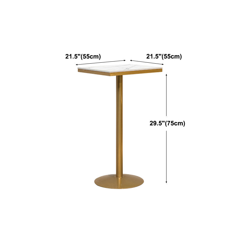 Glam Faux Marble Bistro Table Indoor Gold Steel Bar Dining Table with Single Pedestal Clearhalo 'Bar Furniture' 'Bar Tables' 'bar_tables' 'furn' 'furn_bar_tables' 'Furniture' 'furniture_bar_tables' 'Kitchen & Dining Furniture' 4423358