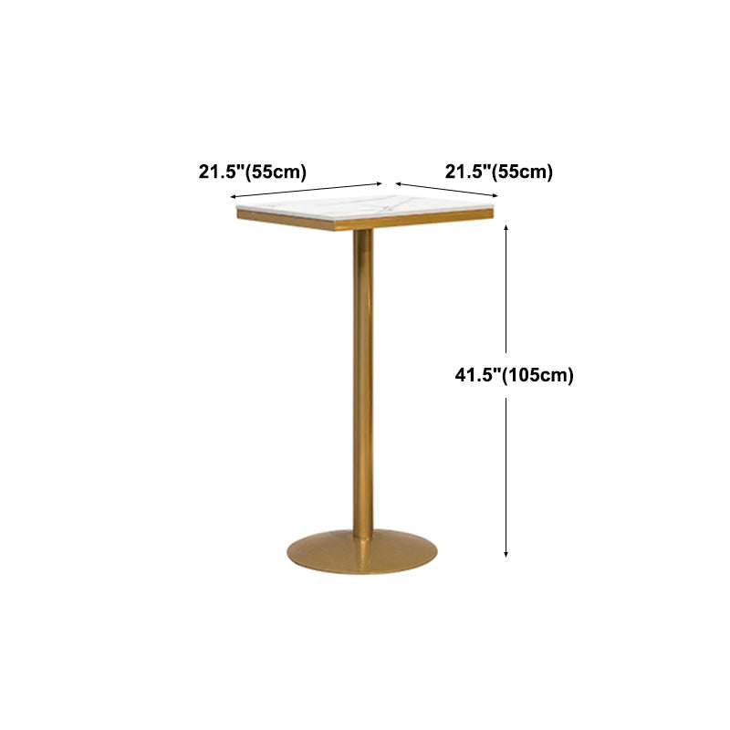 Glam Faux Marble Bistro Table Indoor Gold Steel Bar Dining Table with Single Pedestal Clearhalo 'Bar Furniture' 'Bar Tables' 'bar_tables' 'furn' 'furn_bar_tables' 'Furniture' 'furniture_bar_tables' 'Kitchen & Dining Furniture' 4423360