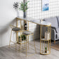 Glam Faux Marble Bistro Table Indoor Iron Double Pedestal Bar Dining Table with 4-Shelf 70.9"L x 15.7"W x 41.3"H Gold Without Chairs Clearhalo 'Bar Furniture' 'Bar Tables' 'bar_tables' 'furn' 'furn_bar_tables' 'Furniture' 'furniture_bar_tables' 'Kitchen & Dining Furniture' 4423361