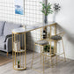 Glam Faux Marble Bistro Table Indoor Iron Double Pedestal Bar Dining Table with 4-Shelf Clearhalo 'Bar Furniture' 'Bar Tables' 'bar_tables' 'furn' 'furn_bar_tables' 'Furniture' 'furniture_bar_tables' 'Kitchen & Dining Furniture' 4423369