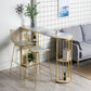 Glam Faux Marble Bistro Table Indoor Iron Double Pedestal Bar Dining Table with 4-Shelf Clearhalo 'Bar Furniture' 'Bar Tables' 'bar_tables' 'furn' 'furn_bar_tables' 'Furniture' 'furniture_bar_tables' 'Kitchen & Dining Furniture' 4423371