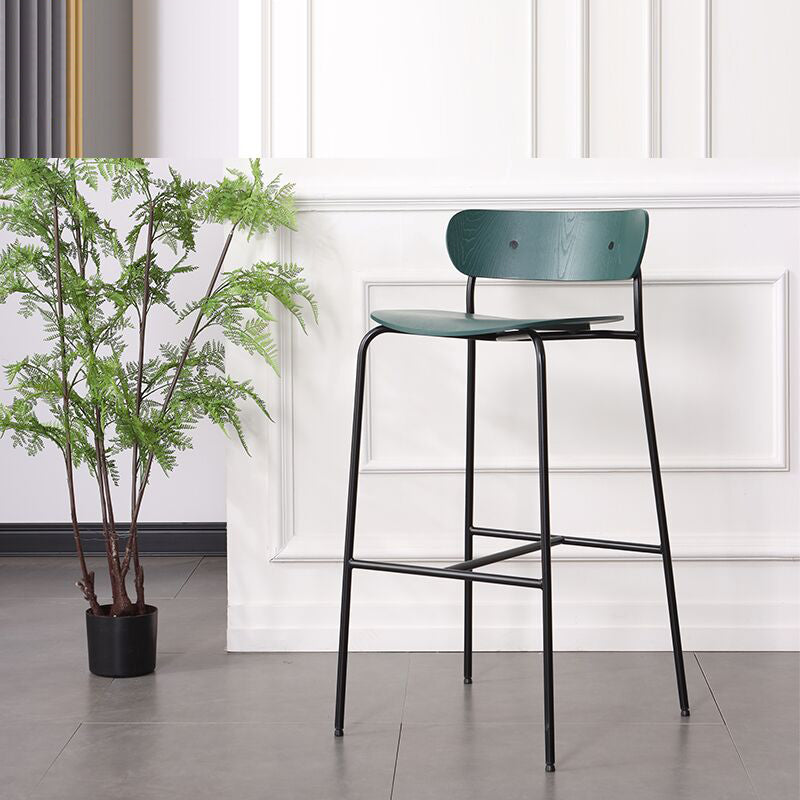 Industrial Iron Simple Barstool Restaurant Tall Stool with Wood Seat, 1 Piece Clearhalo 'Bar Furniture' 'Bar Stools' 'bar_stools' 'furn' 'furn_bar_stools' 'furniture_bar_stools' 'Kitchen & Dining Furniture' 'kitchen&dining_furn' 'kitchen' 'kitchen_furn' Furniture' 4423379