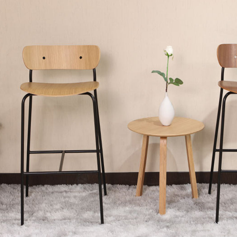 Industrial Iron Simple Barstool Restaurant Tall Stool with Wood Seat, 1 Piece Clearhalo 'Bar Furniture' 'Bar Stools' 'bar_stools' 'furn' 'furn_bar_stools' 'furniture_bar_stools' 'Kitchen & Dining Furniture' 'kitchen&dining_furn' 'kitchen' 'kitchen_furn' Furniture' 4423396