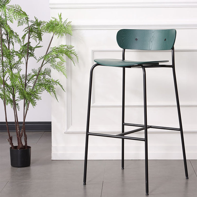 Industrial Iron Simple Barstool Restaurant Tall Stool with Wood Seat, 1 Piece Clearhalo 'Bar Furniture' 'Bar Stools' 'bar_stools' 'furn' 'furn_bar_stools' 'furniture_bar_stools' 'Kitchen & Dining Furniture' 'kitchen&dining_furn' 'kitchen' 'kitchen_furn' Furniture' 4423398