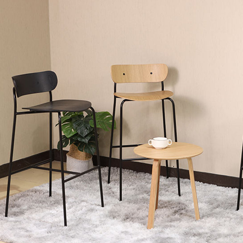 Industrial Iron Simple Barstool Restaurant Tall Stool with Wood Seat, 1 Piece Clearhalo 'Bar Furniture' 'Bar Stools' 'bar_stools' 'furn' 'furn_bar_stools' 'furniture_bar_stools' 'Kitchen & Dining Furniture' 'kitchen&dining_furn' 'kitchen' 'kitchen_furn' Furniture' 4423399