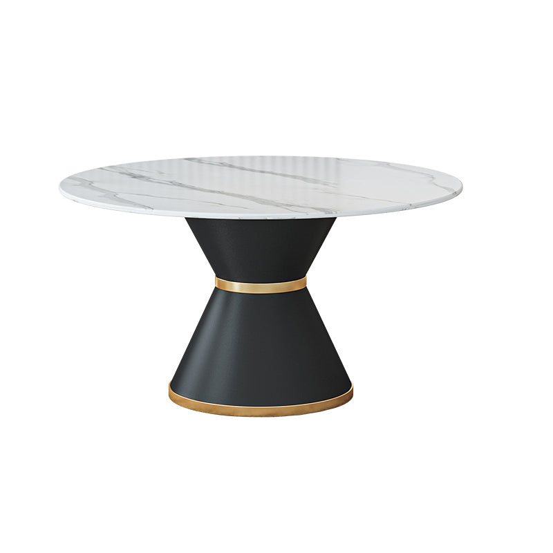 1/2/7/9 Pcs Metal Modern Dining Room Set with Round Table and Pedestal Base Dining Set White 53"L x 53"W Clearhalo 'Dining Room Sets' 'Dining Tables & Seating' 'dining_room_set' 'furn' 'furn_dining_room_set' 'Furniture' 'furniture_dining_room_set' 'Kitchen & Dining Furniture' 'kitchen&dining_furn' 'kitchen' 4428940