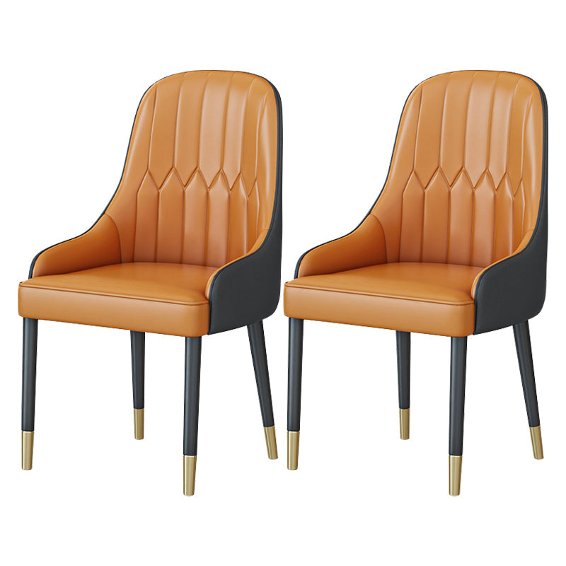 1/2/7/9 Pcs Metal Modern Dining Room Set with Round Table and Pedestal Base Dining Set 2 Orange Chairs Clearhalo 'Dining Room Sets' 'Dining Tables & Seating' 'dining_room_set' 'furn' 'furn_dining_room_set' 'Furniture' 'furniture_dining_room_set' 'Kitchen & Dining Furniture' 'kitchen&dining_furn' 'kitchen' 4428948