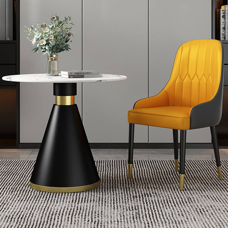 1/2/5 Pcs Metal Modern Dining Set with Round Table Dinette Set 2 Pieces: Table, 1 Orange Chair Clearhalo 'Dining Room Sets' 'Dining Tables & Seating' 'dining_room_set' 'furn' 'furn_dining_room_set' 'Furniture' 'furniture_dining_room_set' 'Kitchen & Dining Furniture' 'kitchen&dining_furn' 'kitchen' 4428963