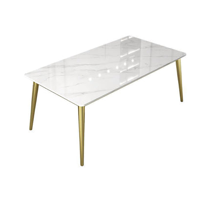 1/4/5/7 Pcs Metal Nordic Dining Set with Rectangle Table Dinette Set White 63"L x 31.5"W Clearhalo 'Dining Room Sets' 'Dining Tables & Seating' 'dining_room_set' 'Furniture' 'furniture_dining_room_set' 'Kitchen & Dining Furniture' 'kitchen&dining_furn' 'kitchen' 4428979