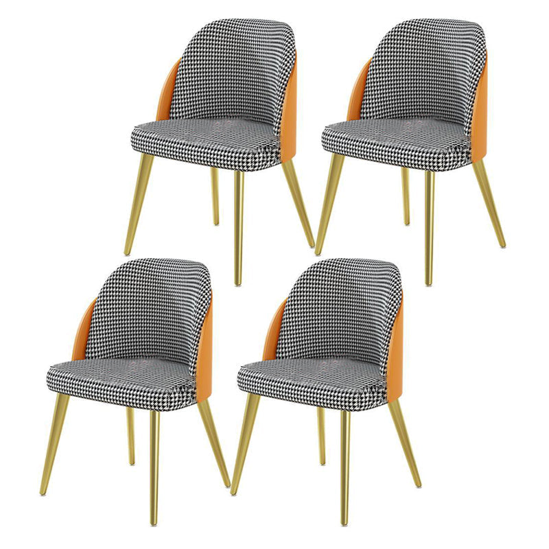 1/4/5/7 Pcs Metal Nordic Dining Set with Rectangle Table Dinette Set 4 Orange Chairs Clearhalo 'Dining Room Sets' 'Dining Tables & Seating' 'dining_room_set' 'Furniture' 'furniture_dining_room_set' 'Kitchen & Dining Furniture' 'kitchen&dining_furn' 'kitchen' 4428980