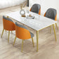 1/4/5/7 Pcs Metal Nordic Dining Set with Rectangle Table Dinette Set 5 Pieces: Table, 4 Orange Chairs Clearhalo 'Dining Room Sets' 'Dining Tables & Seating' 'dining_room_set' 'Furniture' 'furniture_dining_room_set' 'Kitchen & Dining Furniture' 'kitchen&dining_furn' 'kitchen' 4428991