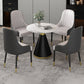 1/2/5 Pcs Metal Glam Dining Room Set with Round Dining Table Dinette Set 5 Pieces: Table, 4 White Chairs Clearhalo 'Dining Room Sets' 'Dining Tables & Seating' 'dining_room_set' 'furn' 'furn_dining_room_set' 'Furniture' 'furniture_dining_room_set' 'Kitchen & Dining Furniture' 'kitchen&dining_furn' 'kitchen' 4429000