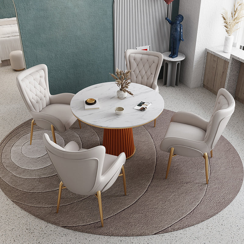 1/5 Pcs Metal Modern Dining Room Set with Round Table and Pedestal Base Dining Set Clearhalo 'Dining Room Sets' 'Dining Tables & Seating' 'dining_room_set' 'furn' 'furn_dining_room_set' 'Furniture' 'furniture_dining_room_set' 'Kitchen & Dining Furniture' 'kitchen&dining_furn' 'kitchen' 4429044