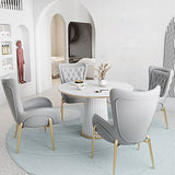 1/5 Pcs Metal Modern Dining Room Set with Round Table and Pedestal Base Dining Set Clearhalo 'Dining Room Sets' 'Dining Tables & Seating' 'dining_room_set' 'furn' 'furn_dining_room_set' 'Furniture' 'furniture_dining_room_set' 'Kitchen & Dining Furniture' 'kitchen&dining_furn' 'kitchen' 4429052