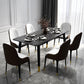 1/5/7 Pcs Metal Contemporary Dining Room Set with Rectangle Table Dining Set 7 Pieces: Black Table, 6 Grey-White Chairs Clearhalo 'Dining Room Sets' 'Dining Tables & Seating' 'dining_room_set' 'furn' 'furn_dining_room_set' 'Furniture' 'furniture_dining_room_set' 'Kitchen & Dining Furniture' 'kitchen&dining_furn' 'kitchen' 4429066