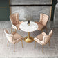 1/3/4/5 Pcs Glam Style Dining Room Set with Round Table and Metal Base Dining Set 5 Pieces: Table, 4 Pink Chairs Clearhalo 'Dining Room Sets' 'Dining Tables & Seating' 'dining_room_set' 'furn' 'furn_dining_room_set' 'Furniture' 'furniture_dining_room_set' 'Kitchen & Dining Furniture' 'kitchen&dining_furn' 'kitchen' 4429081