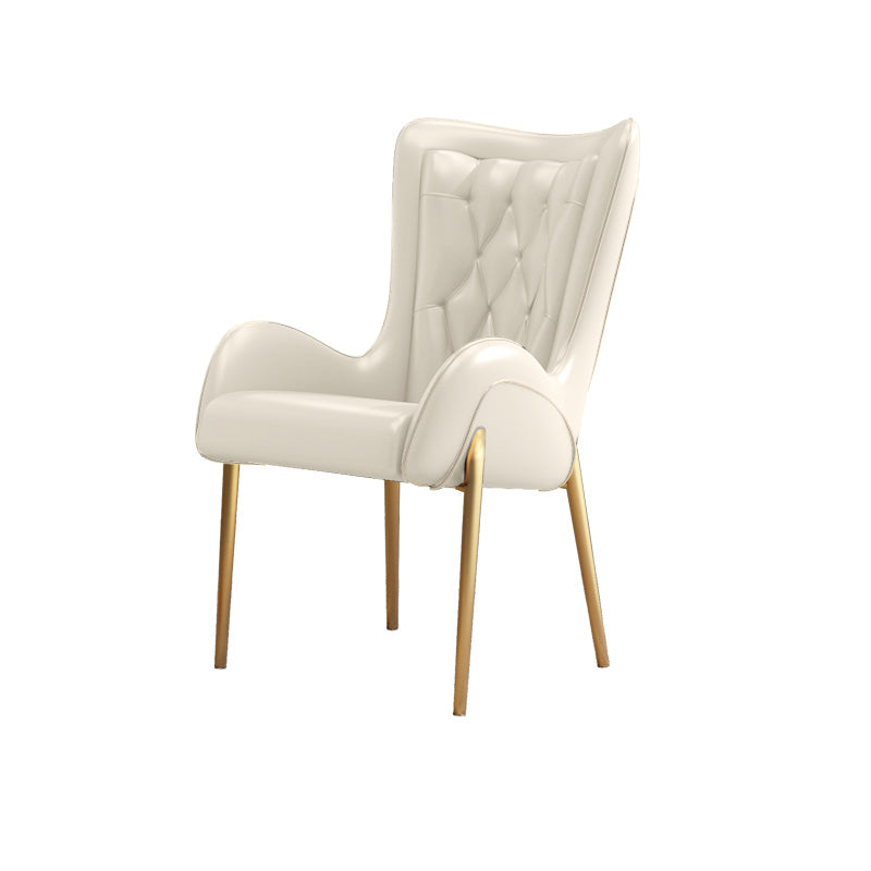 1/3/4/5 Pcs Glam Style Dining Room Set with Round Table and Metal Base Dining Set 1 White Chair Clearhalo 'Dining Room Sets' 'Dining Tables & Seating' 'dining_room_set' 'furn' 'furn_dining_room_set' 'Furniture' 'furniture_dining_room_set' 'Kitchen & Dining Furniture' 'kitchen&dining_furn' 'kitchen' 4429084