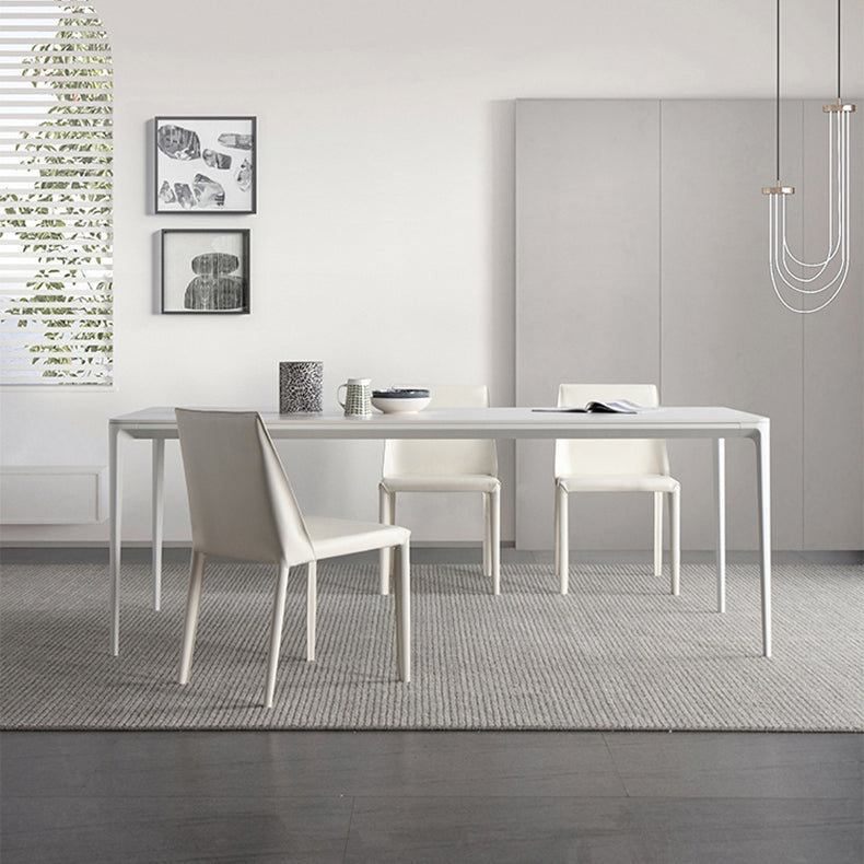 Modern 1/4/5/6/7 Pieces White Dining Set Sintered Stone Dining Table Set with Chairs 4 Pieces: Table, 3 Chairs Clearhalo 'Dining Room Sets' 'Dining Tables & Seating' 'dining_room_set' 'furn' 'furn_dining_room_set' 'Furniture' 'furniture_dining_room_set' 'Kitchen & Dining Furniture' 'kitchen&dining_furn' 'kitchen' 4429101