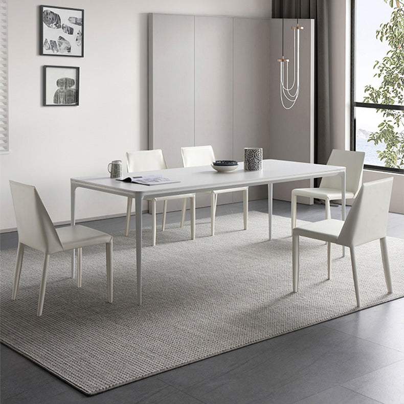 Modern 1/4/5/6/7 Pieces White Dining Set Sintered Stone Dining Table Set with Chairs 6 Pieces: Table, 5 Chairs Clearhalo 'Dining Room Sets' 'Dining Tables & Seating' 'dining_room_set' 'furn' 'furn_dining_room_set' 'Furniture' 'furniture_dining_room_set' 'Kitchen & Dining Furniture' 'kitchen&dining_furn' 'kitchen' 4429102
