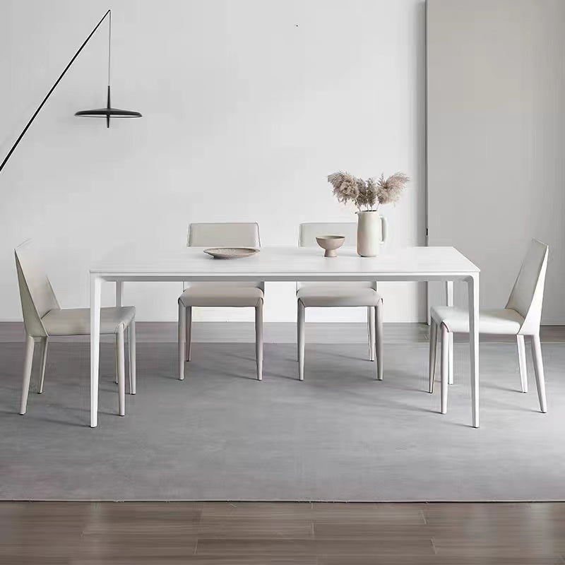Modern 1/4/5/6/7 Pieces White Dining Set Sintered Stone Dining Table Set with Chairs Clearhalo 'Dining Room Sets' 'Dining Tables & Seating' 'dining_room_set' 'furn' 'furn_dining_room_set' 'Furniture' 'furniture_dining_room_set' 'Kitchen & Dining Furniture' 'kitchen&dining_furn' 'kitchen' 4429106