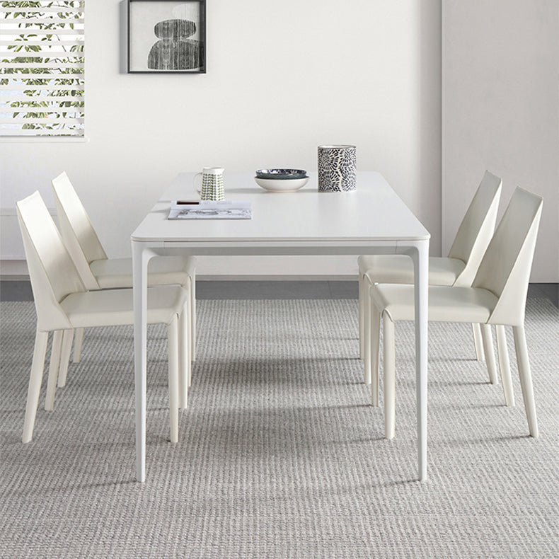 Modern 1/4/5/6/7 Pieces White Dining Set Sintered Stone Dining Table Set with Chairs Clearhalo 'Dining Room Sets' 'Dining Tables & Seating' 'dining_room_set' 'furn' 'furn_dining_room_set' 'Furniture' 'furniture_dining_room_set' 'Kitchen & Dining Furniture' 'kitchen&dining_furn' 'kitchen' 4429112
