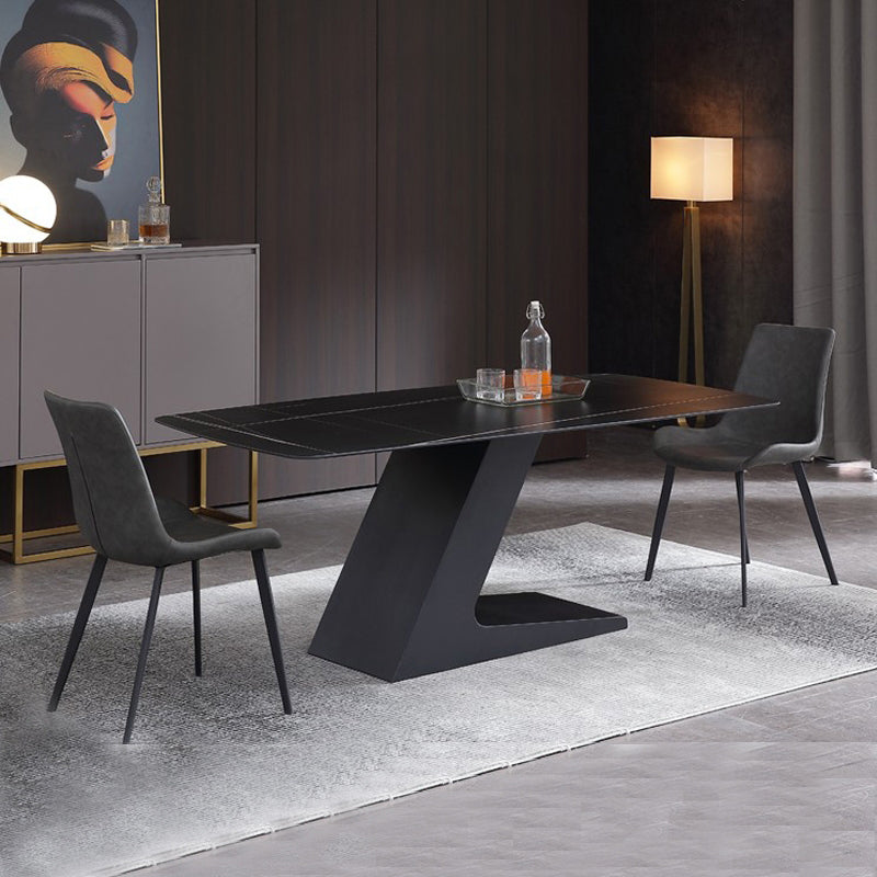 Modern 1/2/3/4/5 Pieces Black Dinette Set Sintered Stone Dining Table with Chairs 3 Pieces: Table, 2 Chairs Clearhalo 'Dining Room Sets' 'Dining Tables & Seating' 'dining_room_set' 'furn' 'furn_dining_room_set' 'Furniture' 'furniture_dining_room_set' 'Kitchen & Dining Furniture' 'kitchen&dining_furn' 'kitchen' 4429120