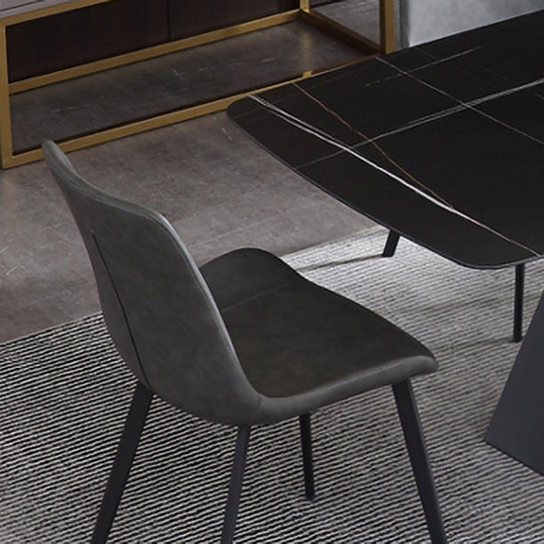 Modern 1/2/3/4/5 Pieces Black Dinette Set Sintered Stone Dining Table with Chairs Clearhalo 'Dining Room Sets' 'Dining Tables & Seating' 'dining_room_set' 'furn' 'furn_dining_room_set' 'Furniture' 'furniture_dining_room_set' 'Kitchen & Dining Furniture' 'kitchen&dining_furn' 'kitchen' 4429130