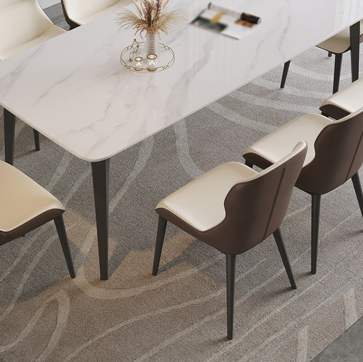 Modern 1/4/5/7/9 Pieces Dining Set Sintered Stone Dining Table Set with Leather Chairs Clearhalo 'Dining Room Sets' 'Dining Tables & Seating' 'dining_room_set' 'furn' 'furn_dining_room_set' 'Furniture' 'furniture_dining_room_set' 'Kitchen & Dining Furniture' 'kitchen&dining_furn' 'kitchen' 4429150