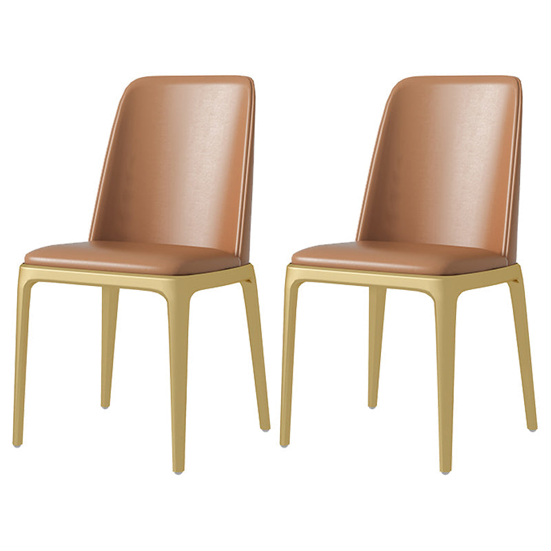 Nordic 1/2/5/7 Pieces Dining Set Sintered Stone Dining Table Set with Leather Chairs 2 Orange Chairs Clearhalo 'Dining Room Sets' 'Dining Tables & Seating' 'dining_room_set' 'furn' 'furn_dining_room_set' 'Furniture' 'furniture_dining_room_set' 'Kitchen & Dining Furniture' 'kitchen&dining_furn' 'kitchen' 4429162