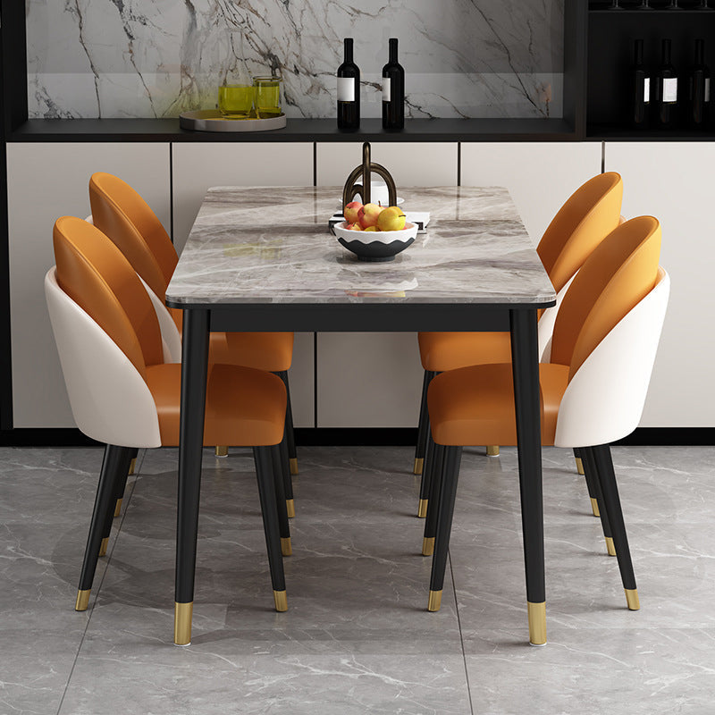 1/2/5/7 Pieces Modern Dining Set Sintered Stone Dinette Table Set with Chairs Clearhalo 'Dining Room Sets' 'Dining Tables & Seating' 'dining_room_set' 'furn' 'furn_dining_room_set' 'Furniture' 'furniture_dining_room_set' 'Kitchen & Dining Furniture' 'kitchen&dining_furn' 'kitchen' 4429183