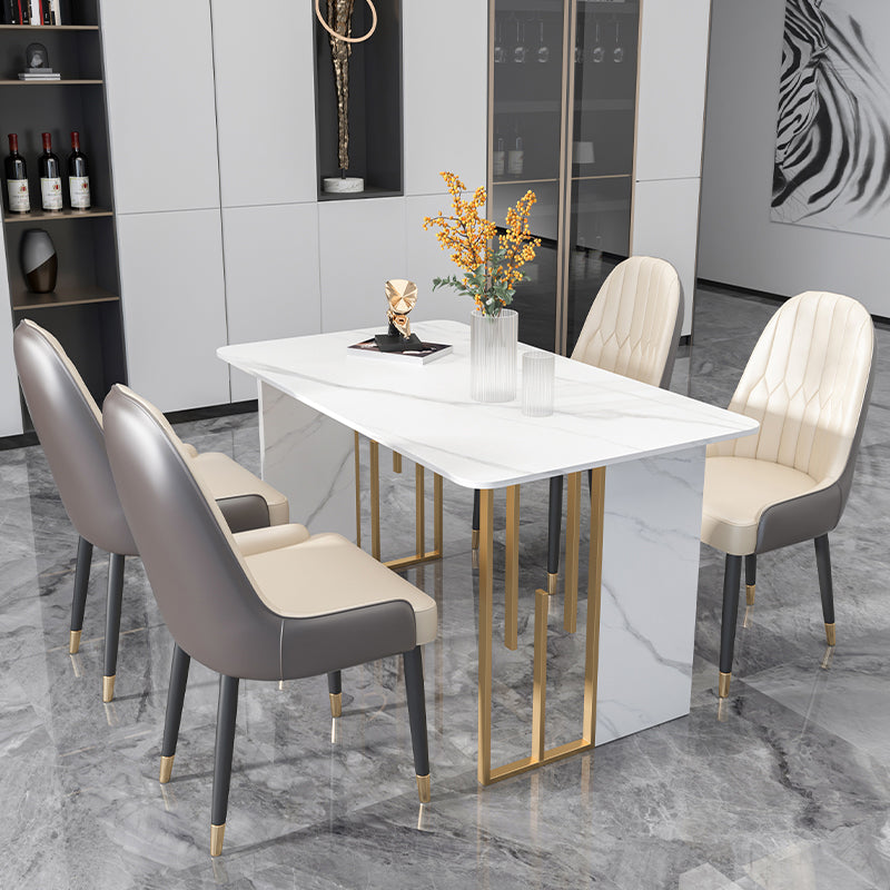 Luxury 1/2/5/7 Pieces Dining Set Sintered Stone Rectangle Dining Table Set with Chairs Clearhalo 'Dining Room Sets' 'Dining Tables & Seating' 'dining_room_set' 'furn' 'furn_dining_room_set' 'Furniture' 'furniture_dining_room_set' 'Kitchen & Dining Furniture' 'kitchen&dining_furn' 'kitchen' 4429197