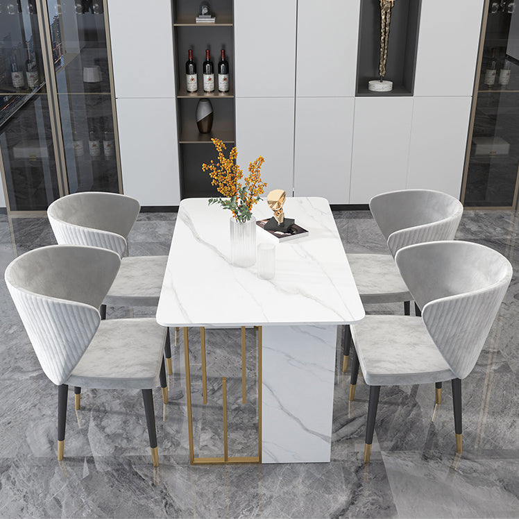 Luxury 1/2/5/7 Pieces Dining Set Sintered Stone Rectangle Dining Table Set with Chairs Clearhalo 'Dining Room Sets' 'Dining Tables & Seating' 'dining_room_set' 'furn' 'furn_dining_room_set' 'Furniture' 'furniture_dining_room_set' 'Kitchen & Dining Furniture' 'kitchen&dining_furn' 'kitchen' 4429212