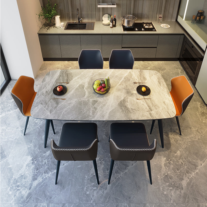 Modern 1/5/7 Pieces Dining Set Rectangle Sintered Stone Dining Table Set Clearhalo 'Dining Room Sets' 'Dining Tables & Seating' 'dining_room_set' 'furn' 'furn_dining_room_set' 'Furniture' 'furniture_dining_room_set' 'Kitchen & Dining Furniture' 'kitchen&dining_furn' 'kitchen' 4429227