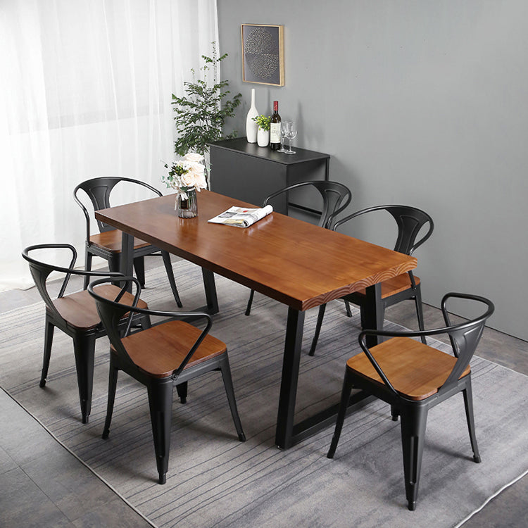 Industrial 1/2/5/7 Pieces Dining Set Solid Wood Dining Table Set for Home Clearhalo 'Dining Room Sets' 'Dining Tables & Seating' 'dining_room_set' 'furn' 'furn_dining_room_set' 'Furniture' 'furniture_dining_room_set' 'Kitchen & Dining Furniture' 'kitchen&dining_furn' 'kitchen' 4429249