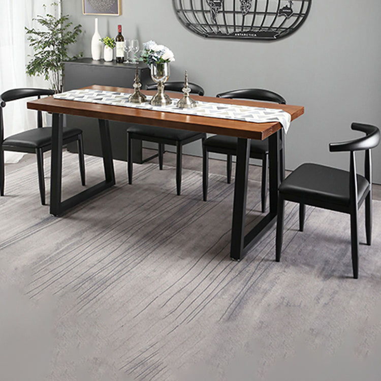 Industrial 1/2/5/7 Pieces Dining Set Solid Wood Dining Table Set for Home 5 Pieces: Table, 4 Black Chairs Clearhalo 'Dining Room Sets' 'Dining Tables & Seating' 'dining_room_set' 'furn' 'furn_dining_room_set' 'Furniture' 'furniture_dining_room_set' 'Kitchen & Dining Furniture' 'kitchen&dining_furn' 'kitchen' 4429256