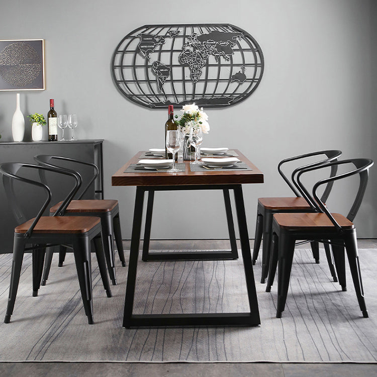 Industrial 1/2/5/7 Pieces Dining Set Solid Wood Dining Table Set for Home Clearhalo 'Dining Room Sets' 'Dining Tables & Seating' 'dining_room_set' 'furn' 'furn_dining_room_set' 'Furniture' 'furniture_dining_room_set' 'Kitchen & Dining Furniture' 'kitchen&dining_furn' 'kitchen' 4429257