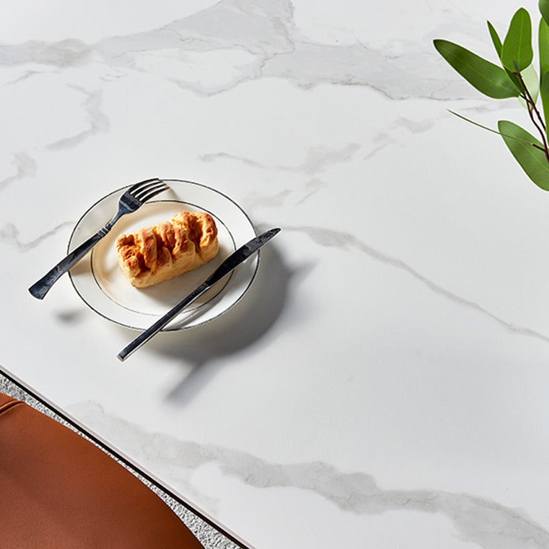 Modern 1/3/4/7 Pieces Dining Set Rectangle Sintered Stone Dining Table Set Clearhalo 'Dining Room Sets' 'Dining Tables & Seating' 'dining_room_set' 'furn' 'furn_dining_room_set' 'Furniture' 'furniture_dining_room_set' 'Kitchen & Dining Furniture' 'kitchen&dining_furn' 'kitchen' 4429274